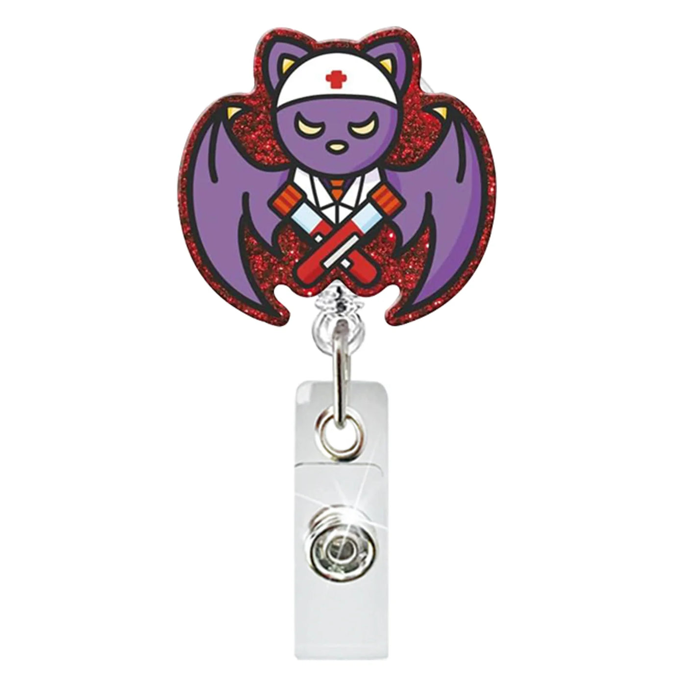 2025 New Arrival 1 Piece Acrylic Retractable Nurse Badge Reel Anime Halloween Boo Ghost Name Tag ID Card Clip Keys Lanyard