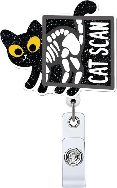 New Design 1 Piece Glitter Acrylic Retractable Nurse Badge Reel Anime Cat Bottle Brain Doctor ID Card Holder Lanyard Clip