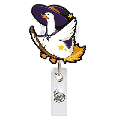 2025 New Arrival 1 Piece Acrylic Retractable Nurse Badge Reel Anime Halloween Boo Ghost Name Tag ID Card Clip Keys Lanyard