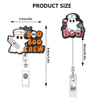 2025 New Design 1 Piece Shiny Acrylic Retractable Nurse Badge Reel Anime Medical Band-Aid Injector Boo Name Tag ID Card Holder