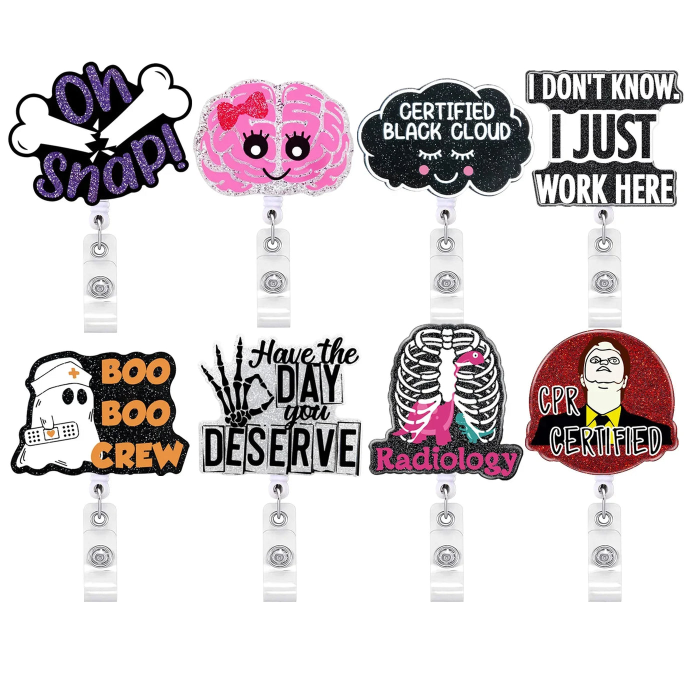 New Arrival 1 Piece Quality Glitter Retractable Nurse Badge Reel Cute Anime Halloween Party Name Tag ID Card Holder Keys Lanyard