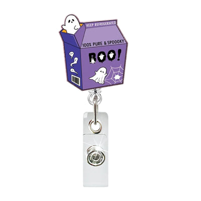2025 New Arrival 1 Piece Acrylic Retractable Nurse Badge Reel Anime Halloween Boo Ghost Name Tag ID Card Clip Keys Lanyard