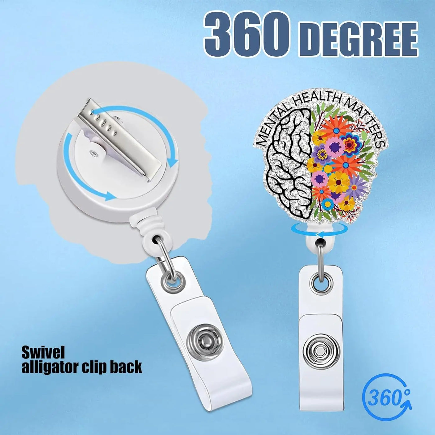 New Design 1 Piece Glitter Acrylic Retractable Nurse Badge Reel Anime Cat Bottle Brain Doctor ID Card Holder Lanyard Clip