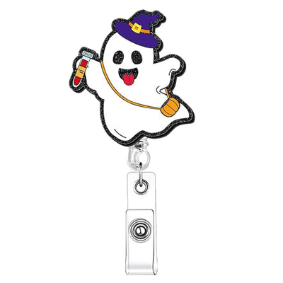 2025 New Design 1 Piece Shiny Acrylic Retractable Nurse Badge Reel Anime Medical Band-Aid Injector Boo Name Tag ID Card Holder